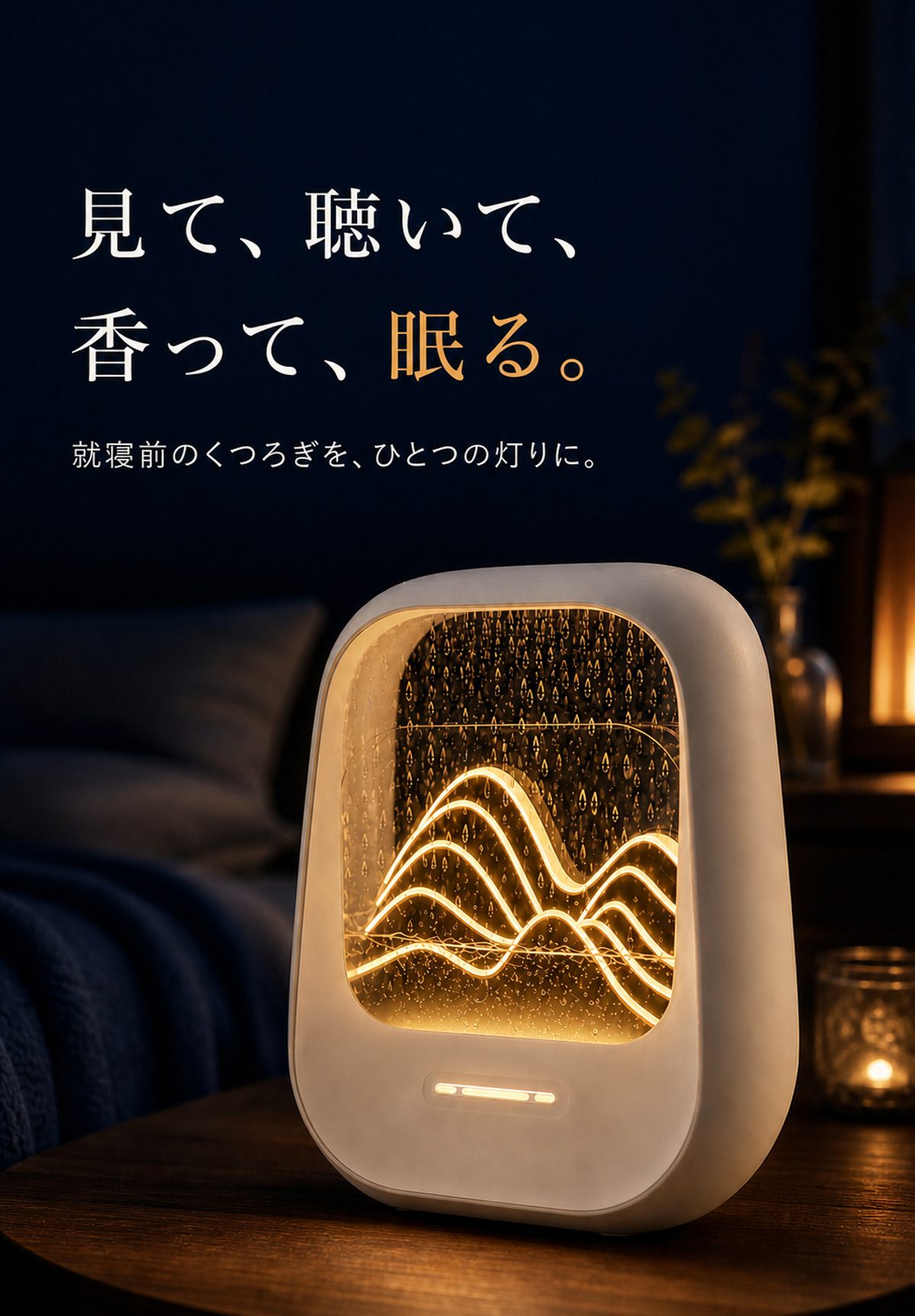見て、聴いて、香って、眠る。就寝前のくつろぎを、ひとつの灯りに。